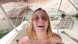 Public pleasure boat sex on vacation with Molly Pills, featuring an adventurous couple