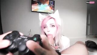 I play Genshin Impact while my pretty babe fucks me with her sweet pussy
