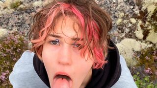 Sex in the yard, beautiful girl in nature