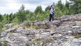 Sex in the yard, beautiful girl in nature