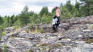 Sex in the yard, beautiful girl in nature