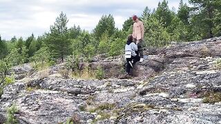 Sex in the yard, beautiful girl in nature