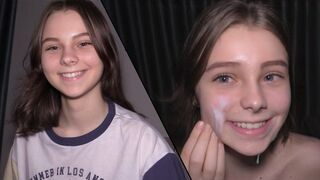 18 yo babe acts as a submissive cum dumpster in an intense scene