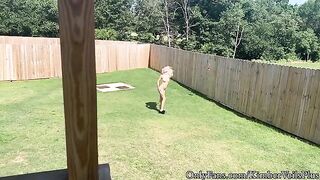 Nude sex on the backyard porch with a busty beauty