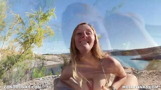 Big booty slut Molly Pills fucked on a hike by the sea