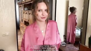 Guy caught jerking off with his stepmom's panties, she squirts on his face