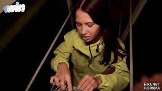 A girl made a daring sex toy move under the bridge