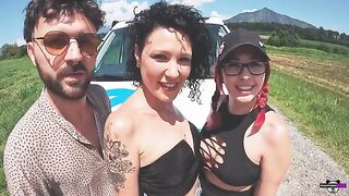 Two couples fuck like animals in their Italian camper