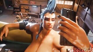 The Junker Queen is pounding the ass of Overwatch Mei with her dick