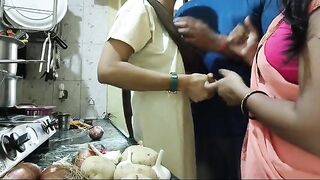Two guys fucked the hot Indian mom with a big dick