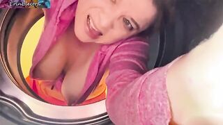 A man fucked his stepmom in the ass and pussy after she got stuck in the washing machine