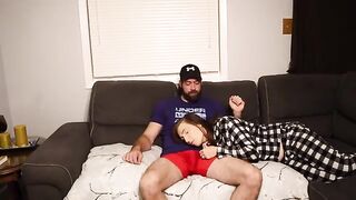 The stepson fucked on the couch by his hot stepmom