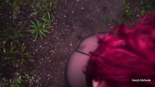 Bunch of cum in the ass of a Russian slut in the forest