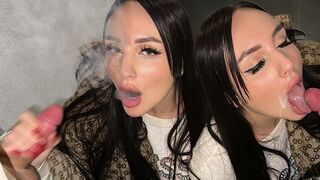 Public blowjob with risk and cum on face for a boyfriend-cheater