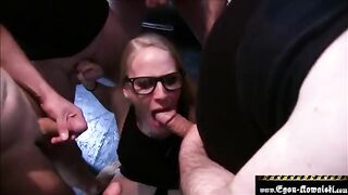 Hot amateur girl Lara Cumkitten fucked by a crowd of horny guys