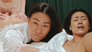 An exhausted Asian stepmom needs some intimate help to relax
