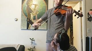 The couple was interrupted while trying to practice violin together