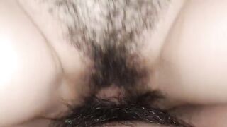 A woman has a creamy pussy orgasm after being fucked hard