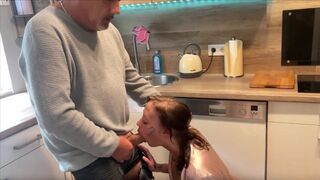 The old fart fucks in front of his wife, but she does not notice anything