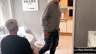 The old fart fucks in front of his wife, but she does not notice anything