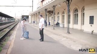 The hunter has caught a girl in the train station and fucked her for cash