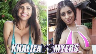 A super model showdown between Mia Khalifa and Violet Myers in a BangBros exclusive