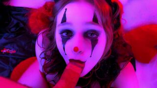A man received a blowjob and facial from a kinky clown