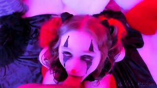 A man received a blowjob and facial from a kinky clown