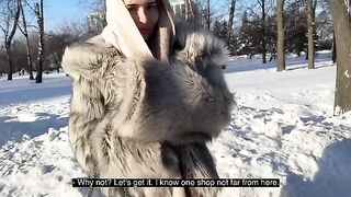 Fur coat and a bitch in doggy style position