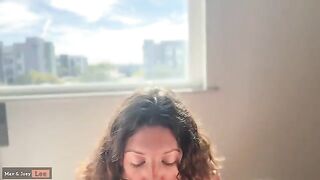 A cute wife gets filled with cum through the window