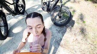A tourist hired a petite cyclist for a big dick tour