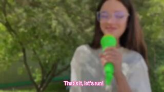 A cute girl apologized to me, so I had to fuck her in the forest