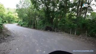 A cute girl has her first ride on a motorbike and gets fucked