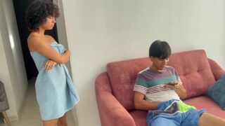 Girl threatens to tell her stepdad that the guy jerks off to her photos