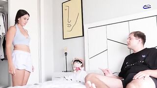 She was watching her stepbrother jerking off and she came