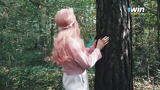 A beautiful woman got lost in the forest and met a forester with an impressive size