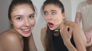 The guy deeply fucked brunette babe and cum inside