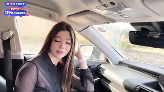 The girl got attached to the car and started to make a mess