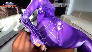 Spiderman X: Mary J steals Miles Morales' powers with multiple creampies