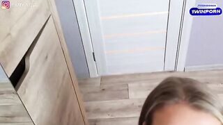 A hot woman in sexy underwear makes her partner cum, showcasing the best blowjob skills