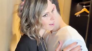 A woman was fucked by two men after a night out and got cum on her face