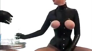Lesbians in latex tried to squeeze a lot of cum from their organs