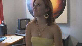 A big girl is completely naked on the bed in the bedroom