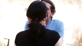 A couple engaged in passionate sex right in nature