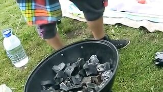 A gang of Russian students fucked by guys in nature