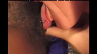Black beauty has sex with a white old man on the bed