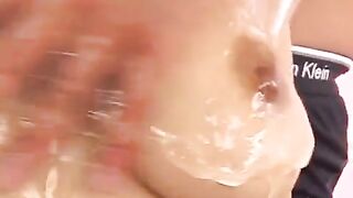 Oiled Japanese tits are a real turn on, especially when you can play with them