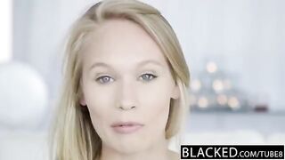 Skinny blonde girl fucked by a BBC in casting session