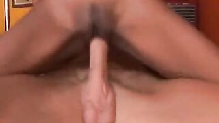 Skinny black woman takes a big white cock in her tight pussy