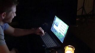 A wife gets excited and fucks her husband after watching porn